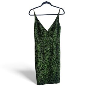 MILLY Vintage Green and Black Floral Dress Size 8